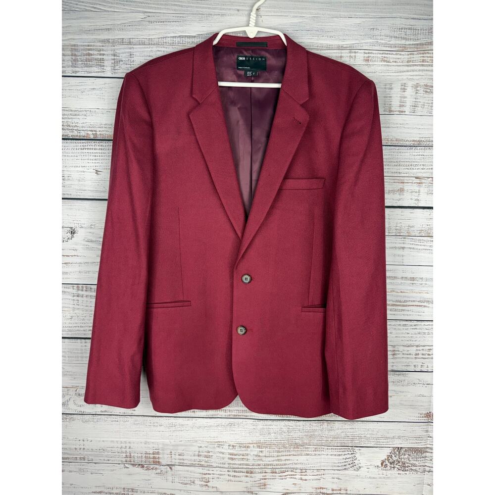 ASOS Men’s Wine Red Double Button Blazer Jacket 44 Classic Office Sports Career